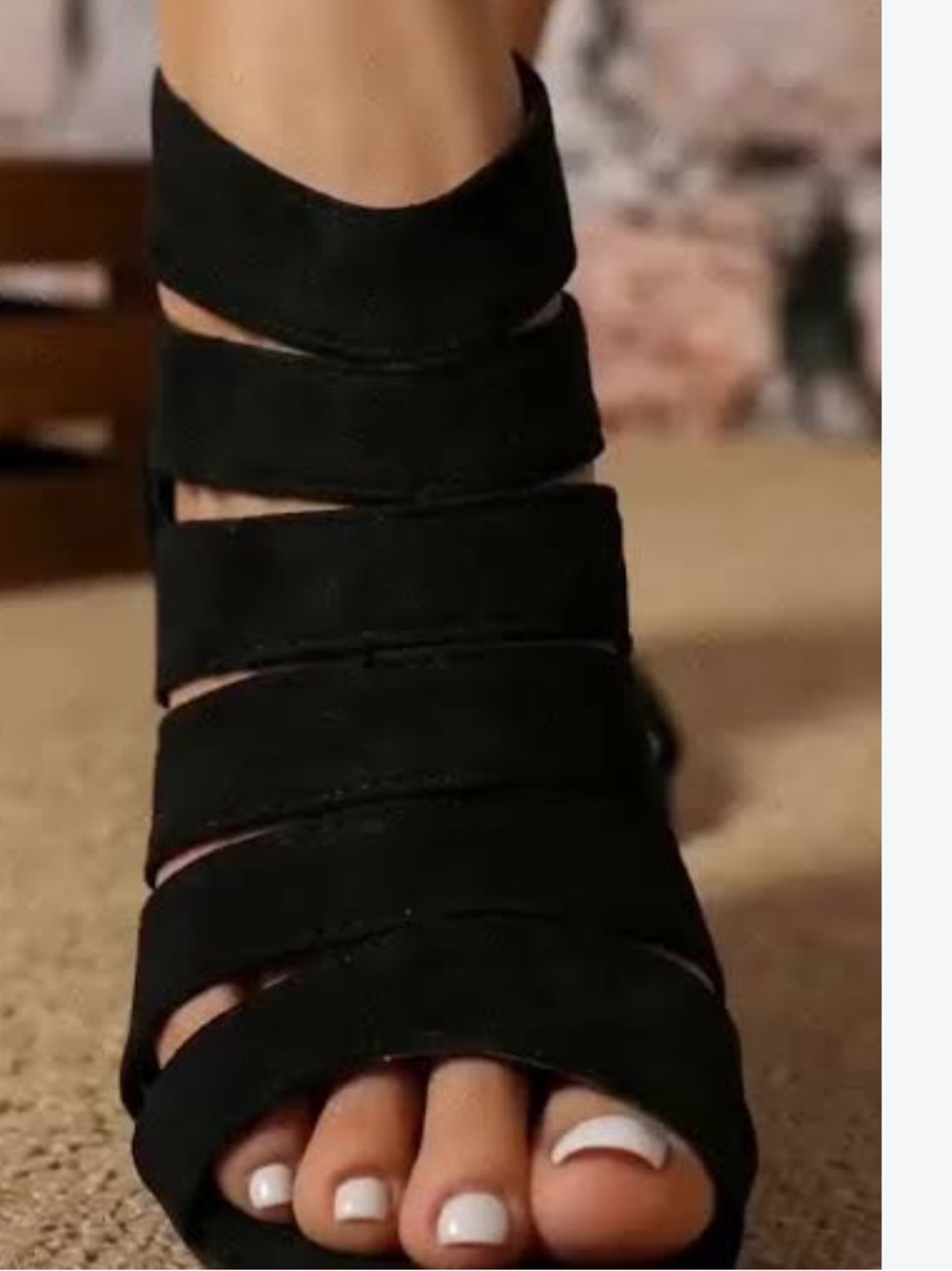Tory Burch Espadrille Bailey Multi-Strap Wedge Black Sandal Black Size 10.5